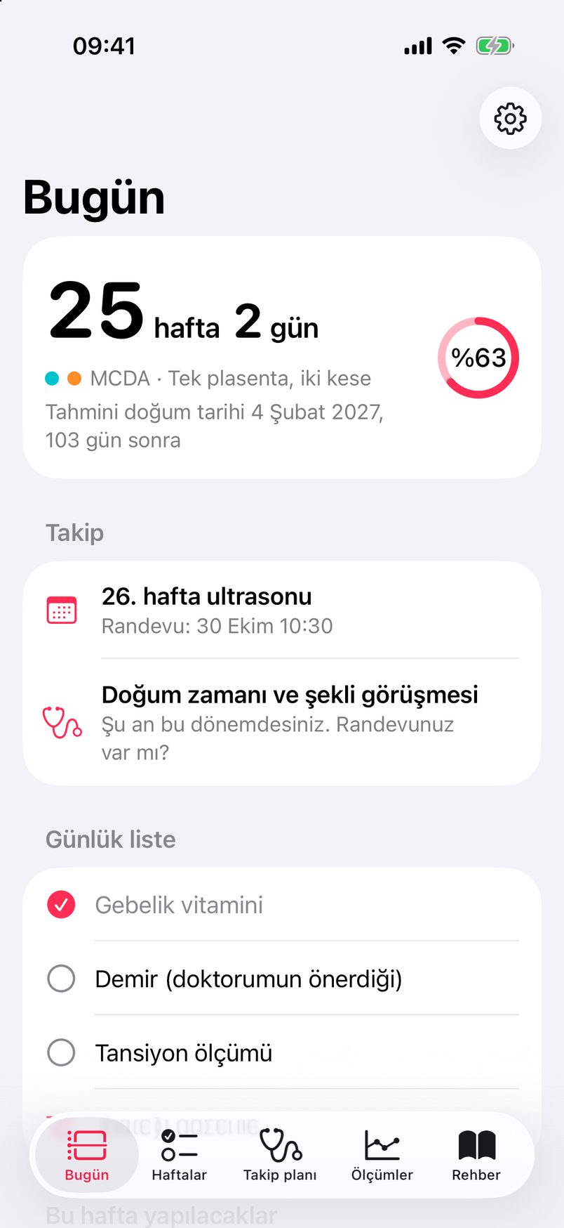 Bugün ekranı